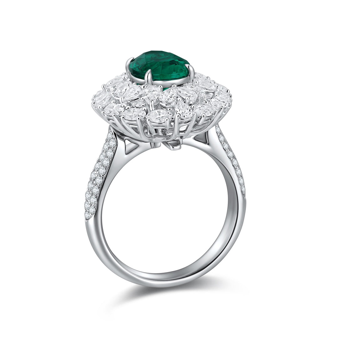 18K Gold Lab - Grown Emerald Ring & Pendant Two-in-One Style A – JOSR1065A