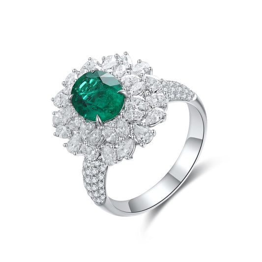 18K Gold Lab - Grown Emerald Ring & Pendant Two-in-One Style A – JOSR1067A