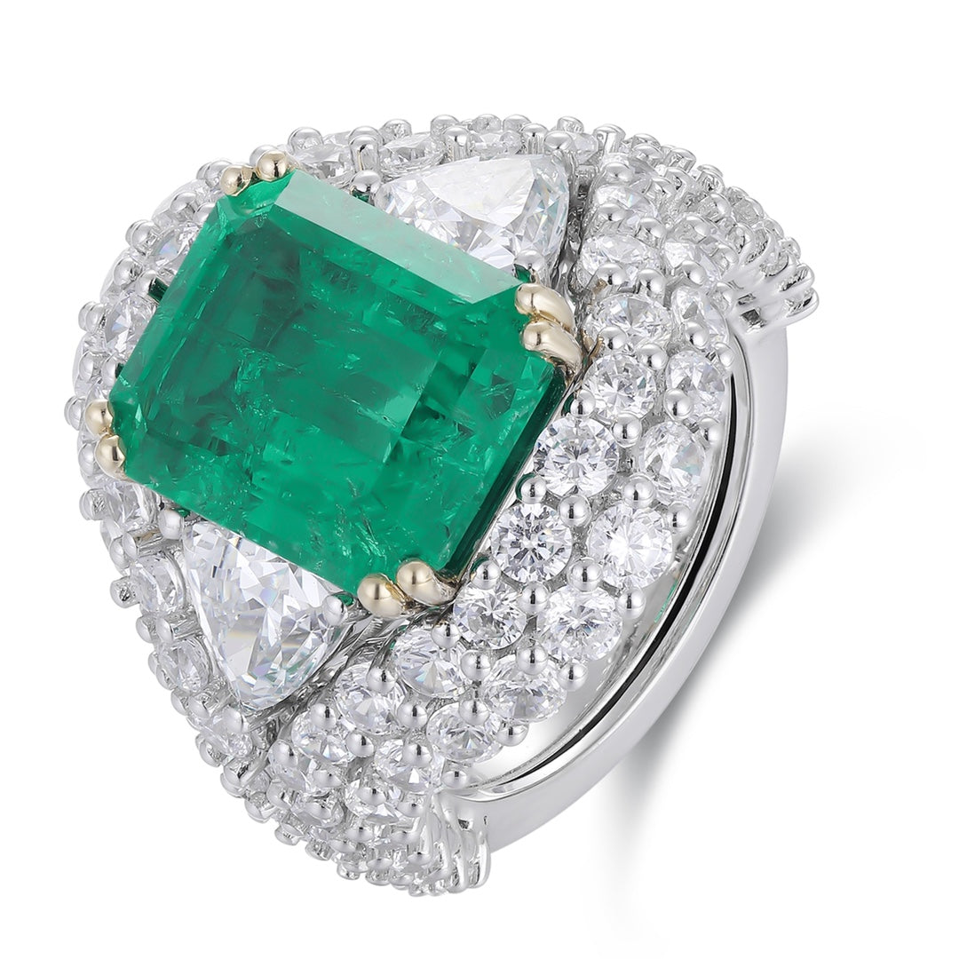 18K Gold Lab - Grown Emerald Ring A – 18001