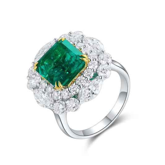 18K Gold Lab - Grown Emerald Ring & Pendant Two - in - One Style A – JSEGR695A