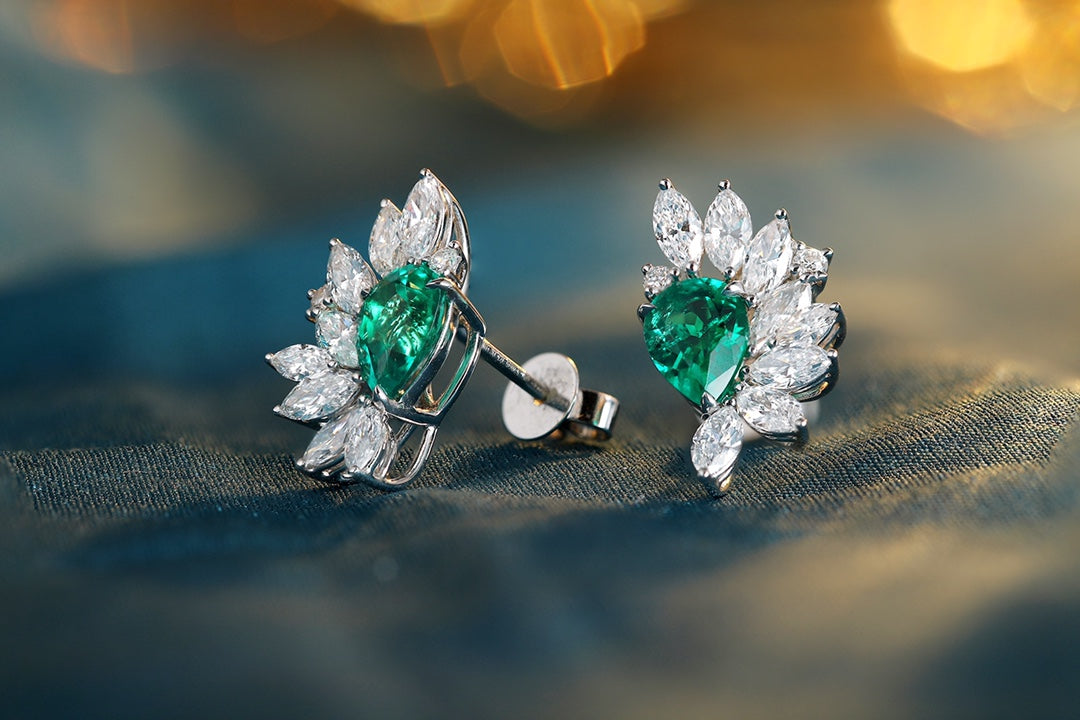 Sterling Silver Lab - Grown Emerald Earrings – JSEG476Y