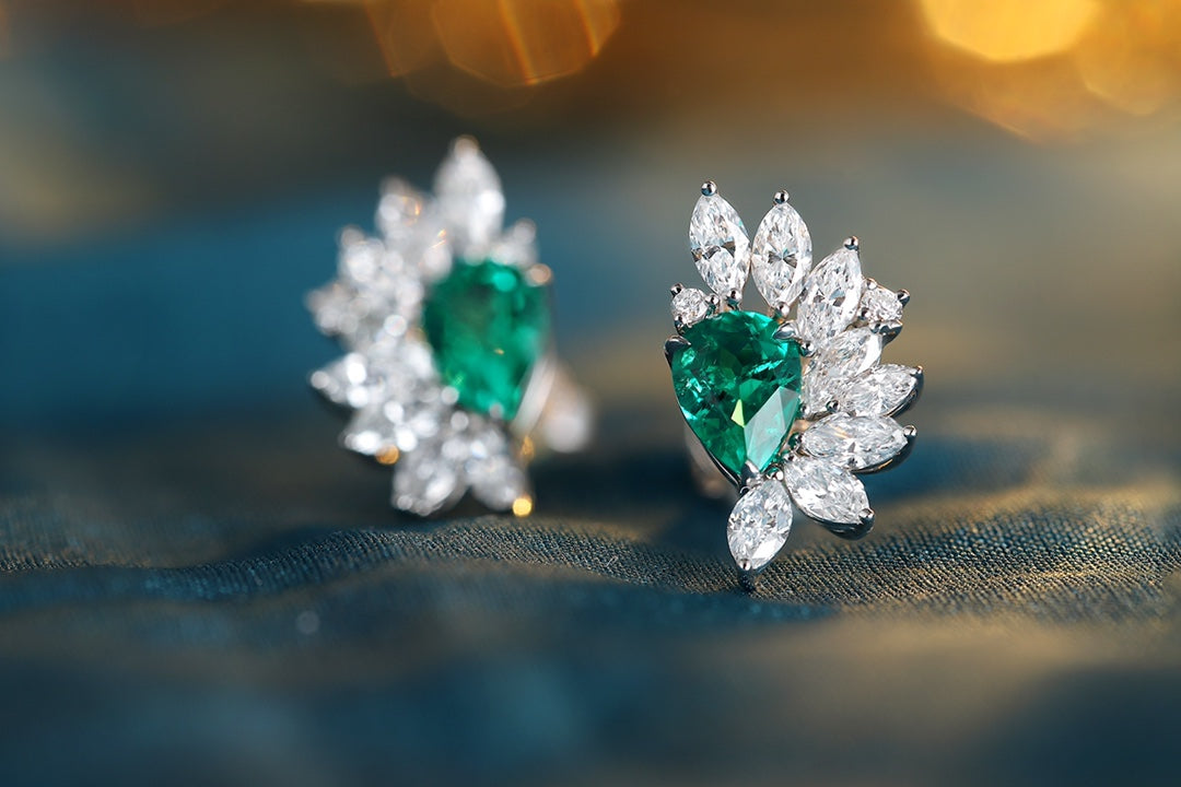 Sterling Silver Lab - Grown Emerald Earrings – JSEG476Y