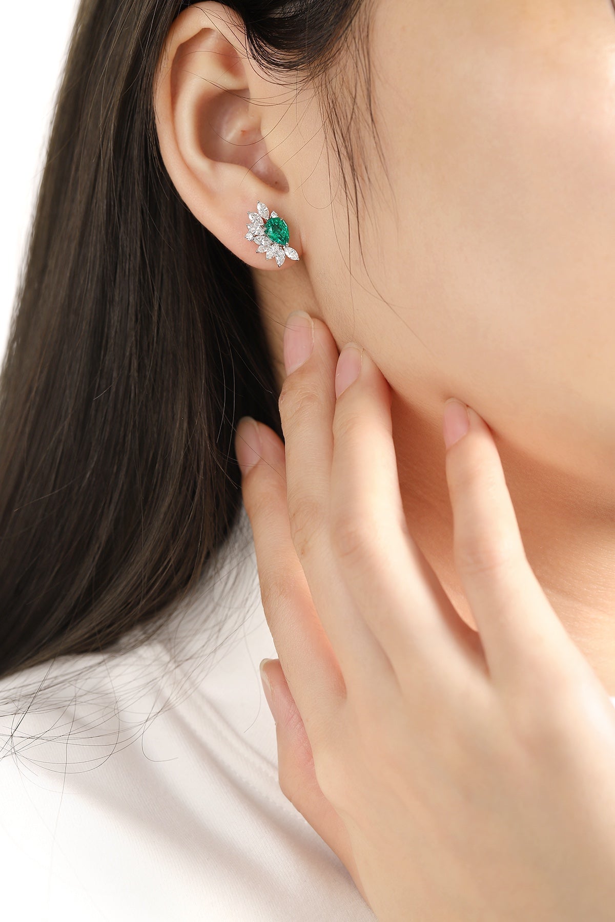 Sterling Silver Lab - Grown Emerald Earrings – JSEG476Y
