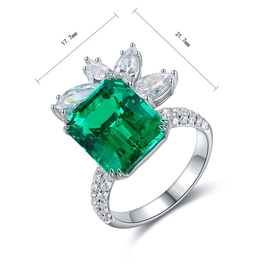 Sterling Silver Lab - Grown Emerald Ring W – JSEGR135Y