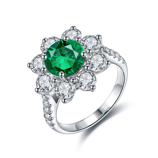 Sterling Silver Lab - Grown Emerald Ring A – JSEGR677Y