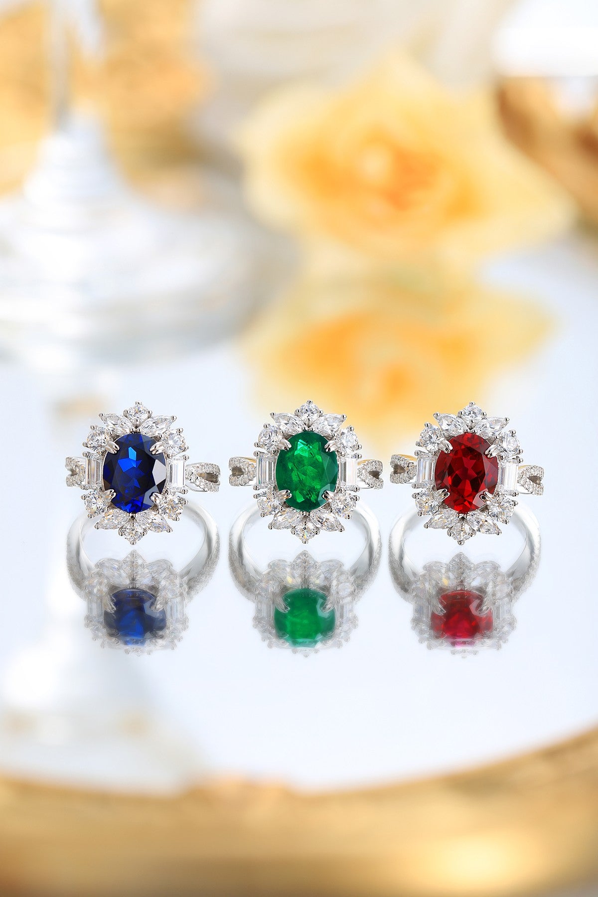 Sterling Silver Lab - Grown Emerald Ring A – JSEGR504Y