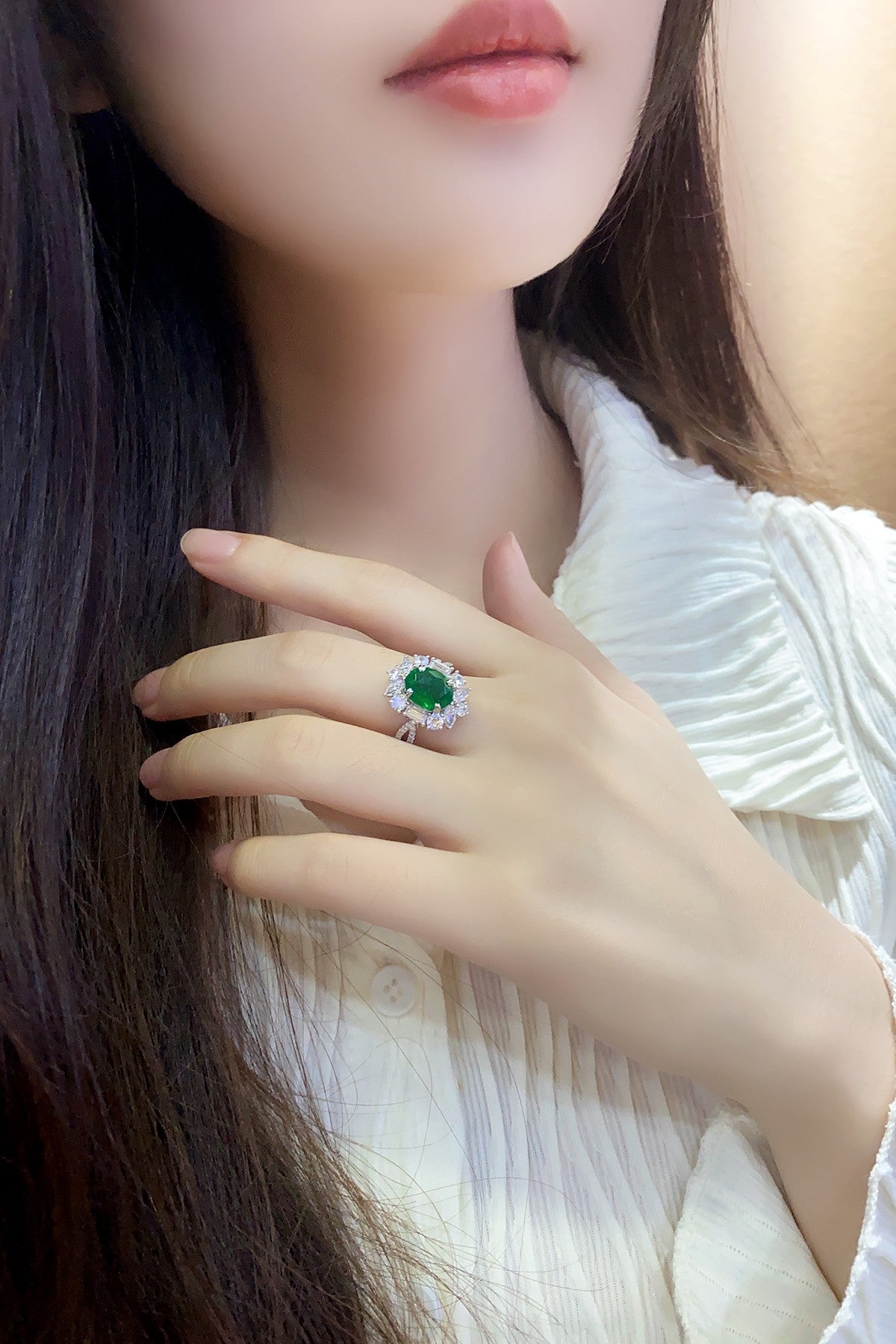 Sterling Silver Lab - Grown Emerald Ring A – JSEGR504Y