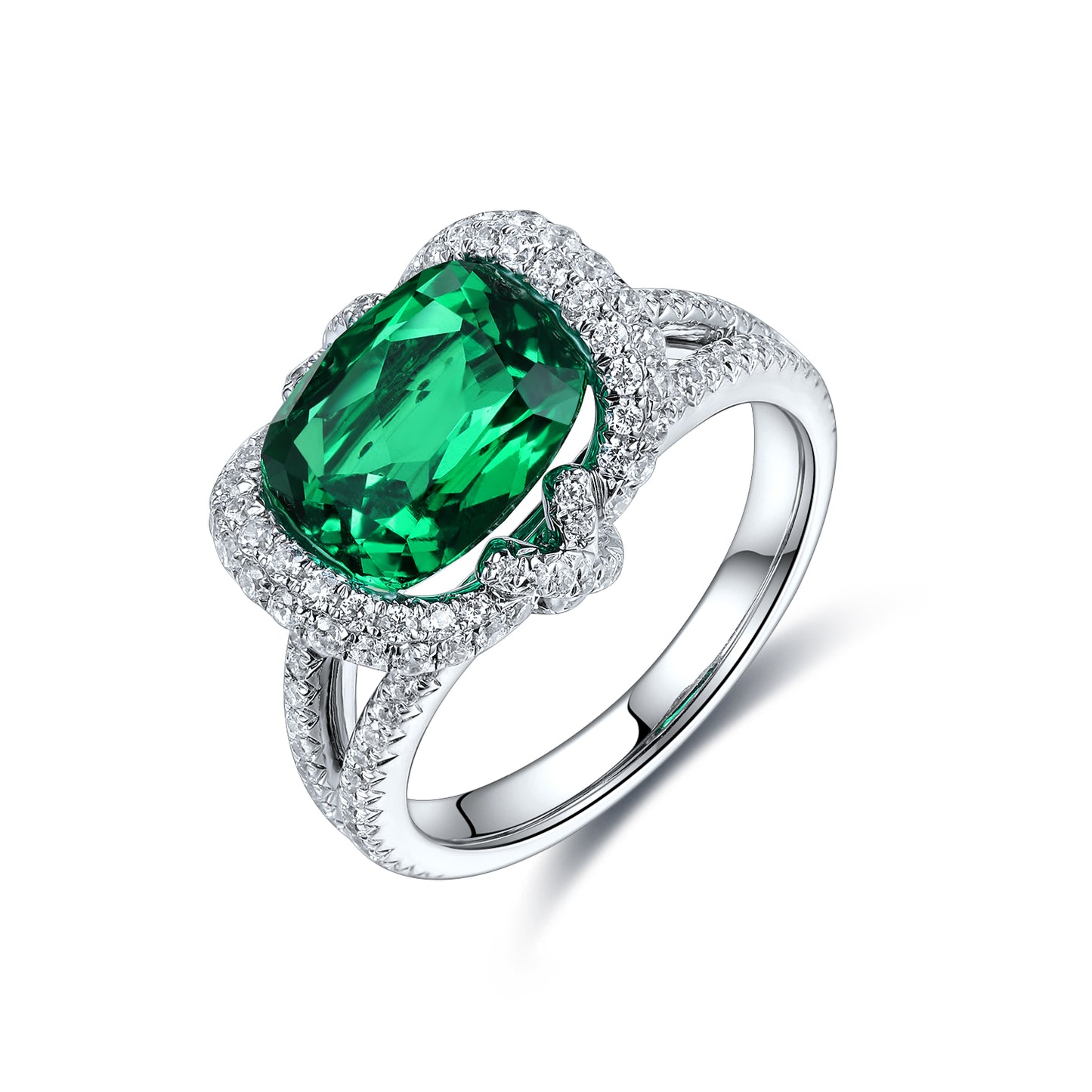 Sterling Silver Lab - Grown Emerald Ring A – JSEGR188Y