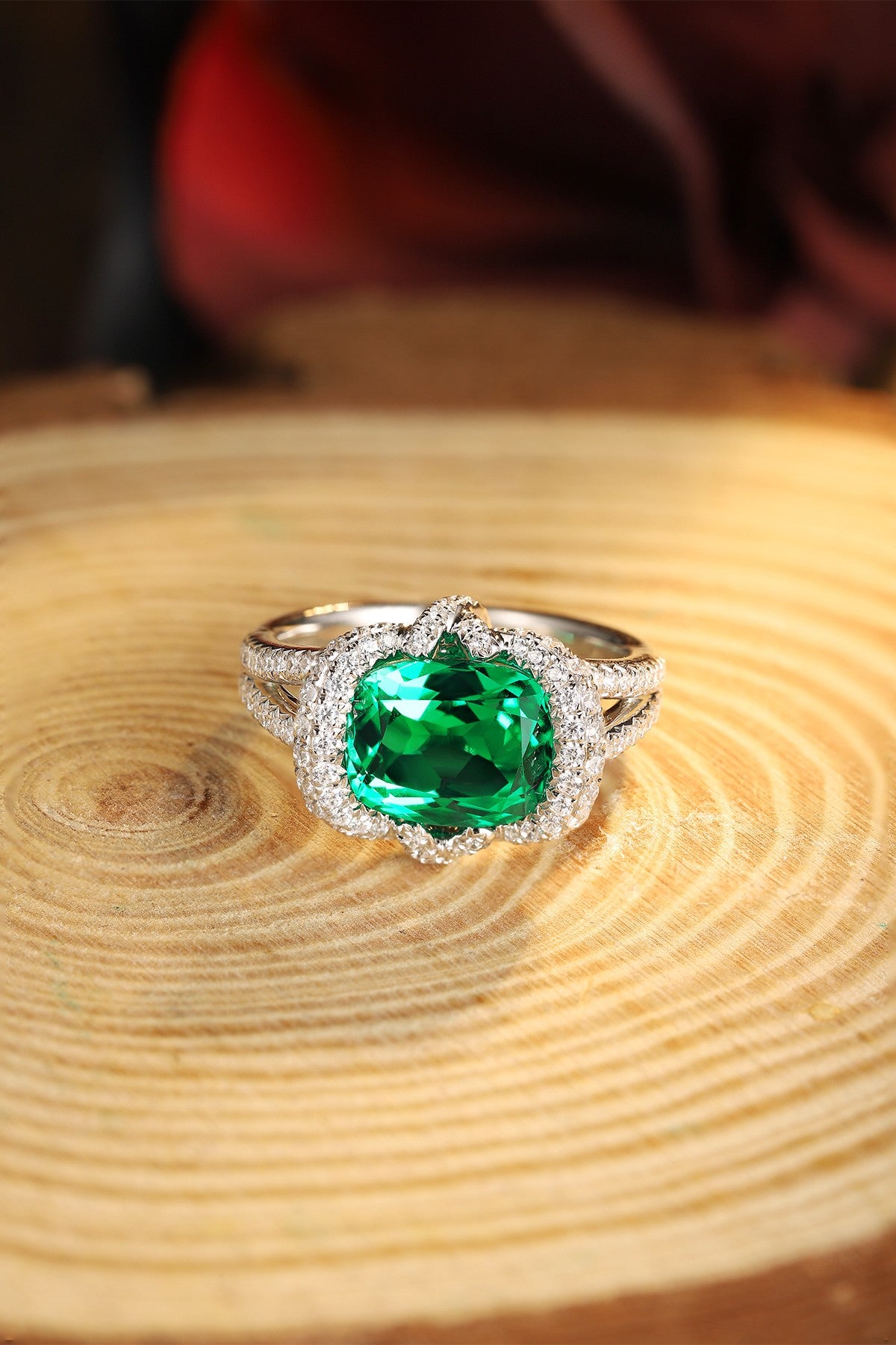Sterling Silver Lab - Grown Emerald Ring A – JSEGR188Y