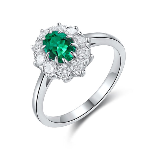 Sterling Silver Lab - Grown Emerald Ring A – JSEGR119Y