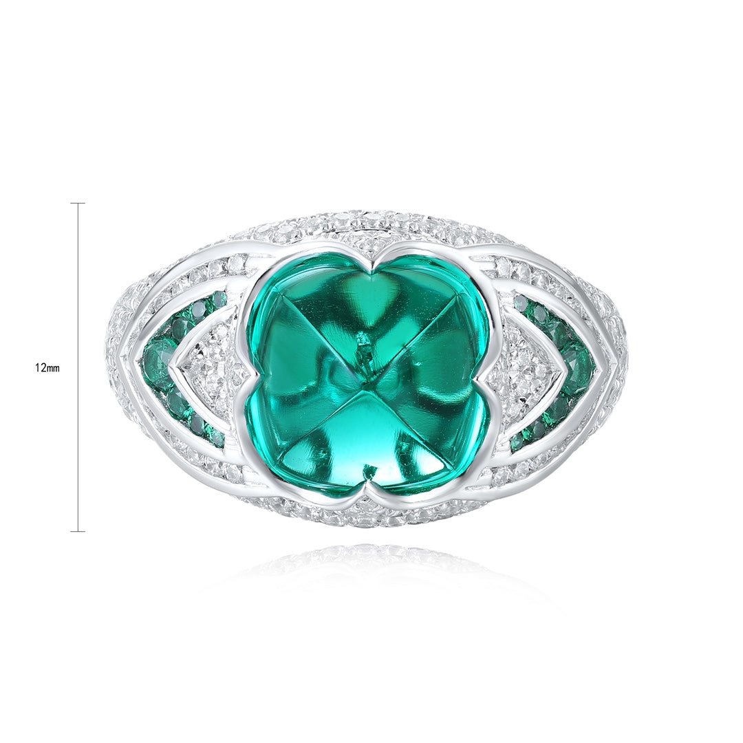 Sterling Silver Lab - Grown Emerald Ring W – JSEGR1413Y