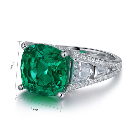 Sterling Silver Lab - Grown Emerald Ring A – JSEGR192Y