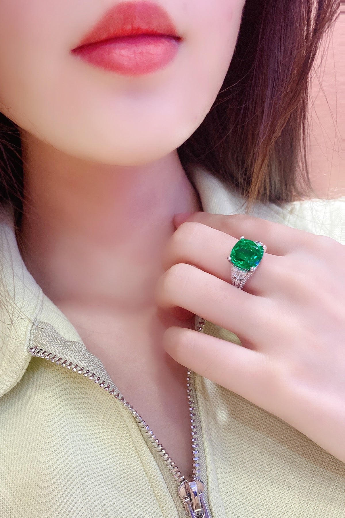Sterling Silver Lab - Grown Emerald Ring A – JSEGR192Y