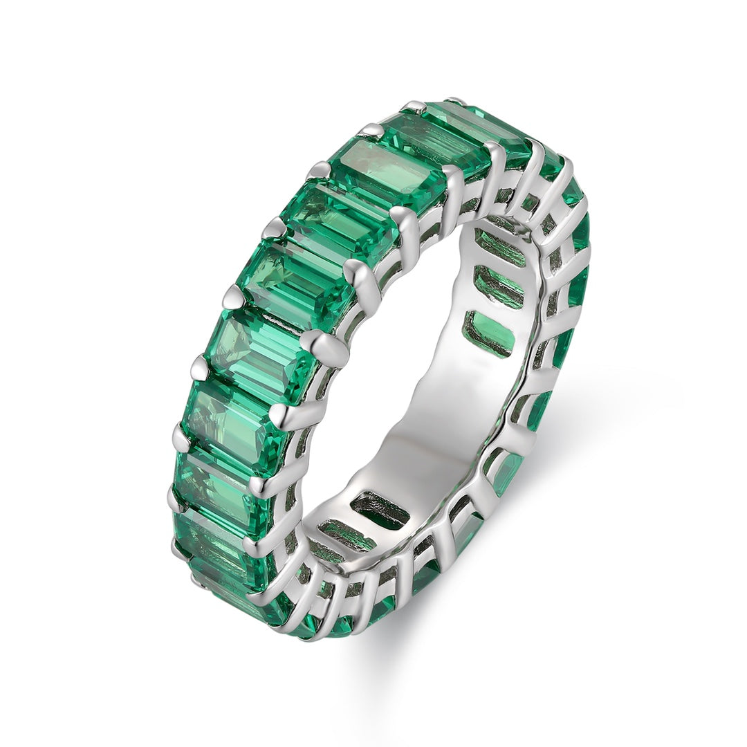 Sterling Silver Lab - Grown Emerald Ring A – JSEGR235Y