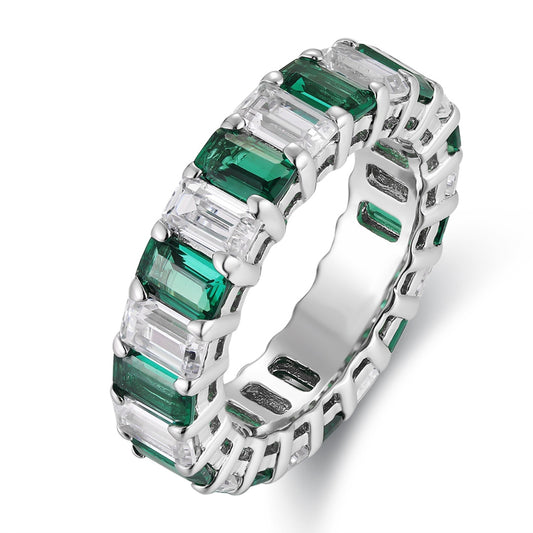 Sterling Silver Lab - Grown Emerald Ring A – JSEGR235Y