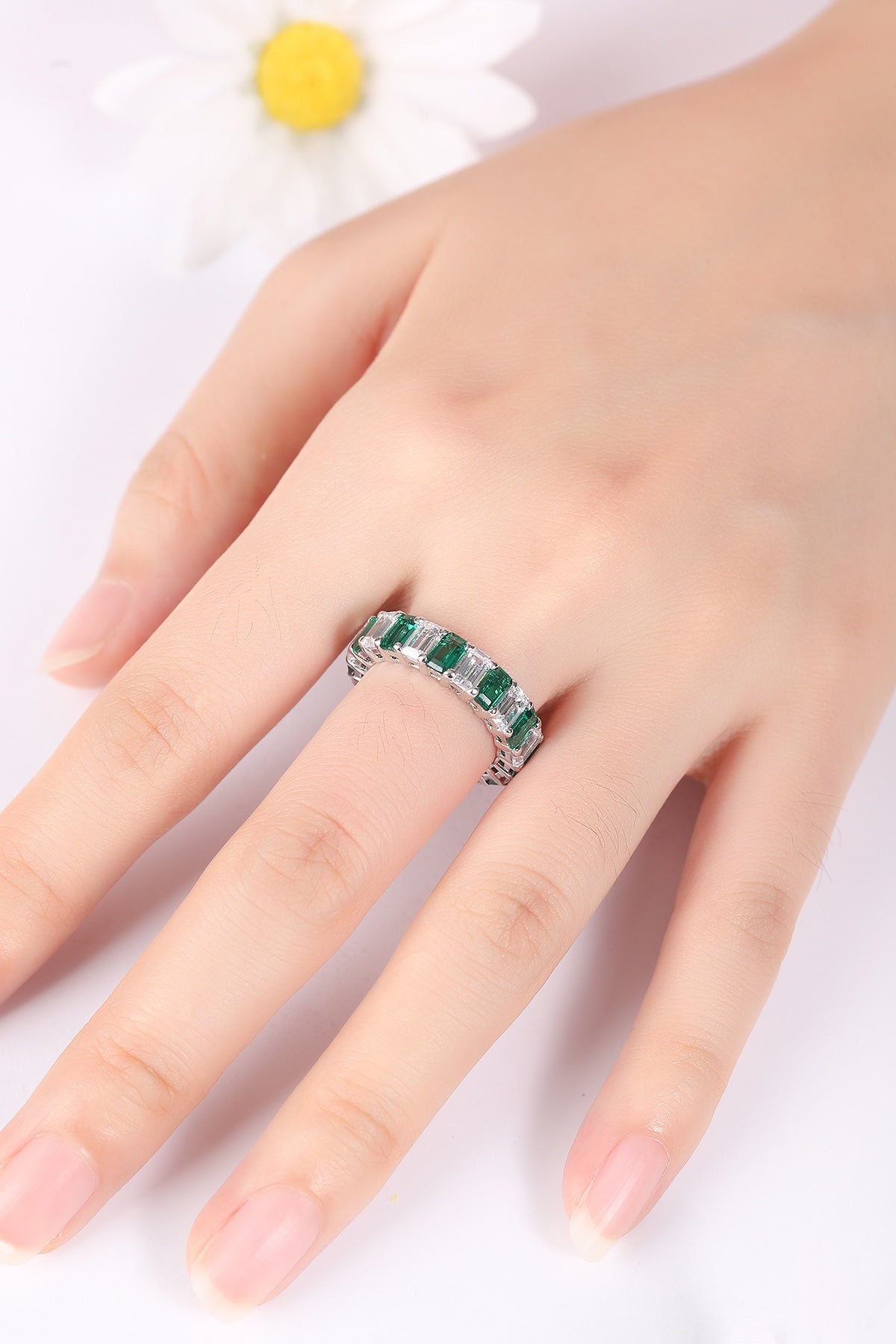 Sterling Silver Lab - Grown Emerald Ring A – JSEGR235Y