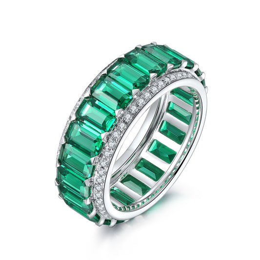 Sterling Silver Lab - Grown Emerald Ring A – PR707Y