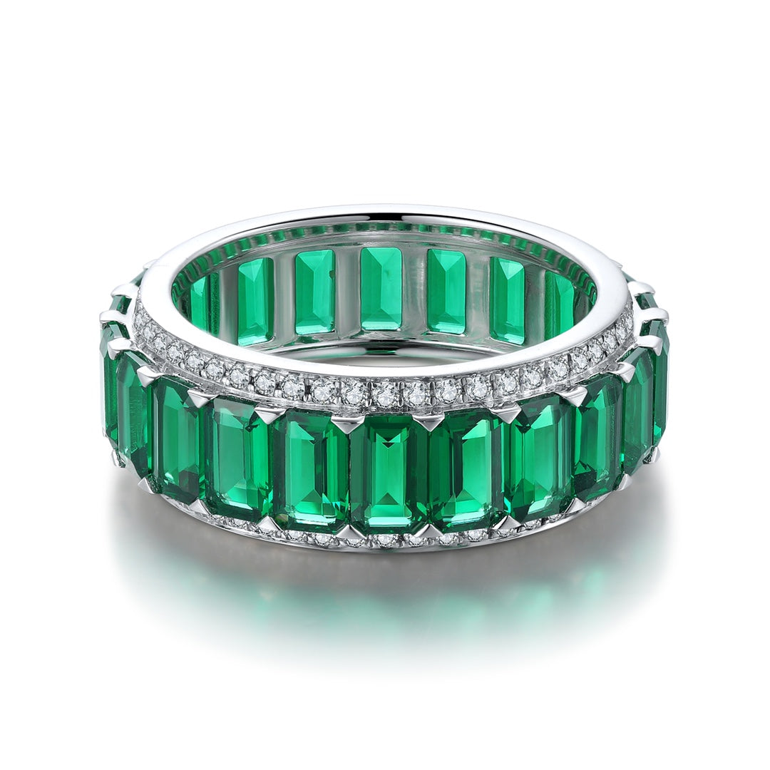 Sterling Silver Lab - Grown Emerald Ring A – PR707Y