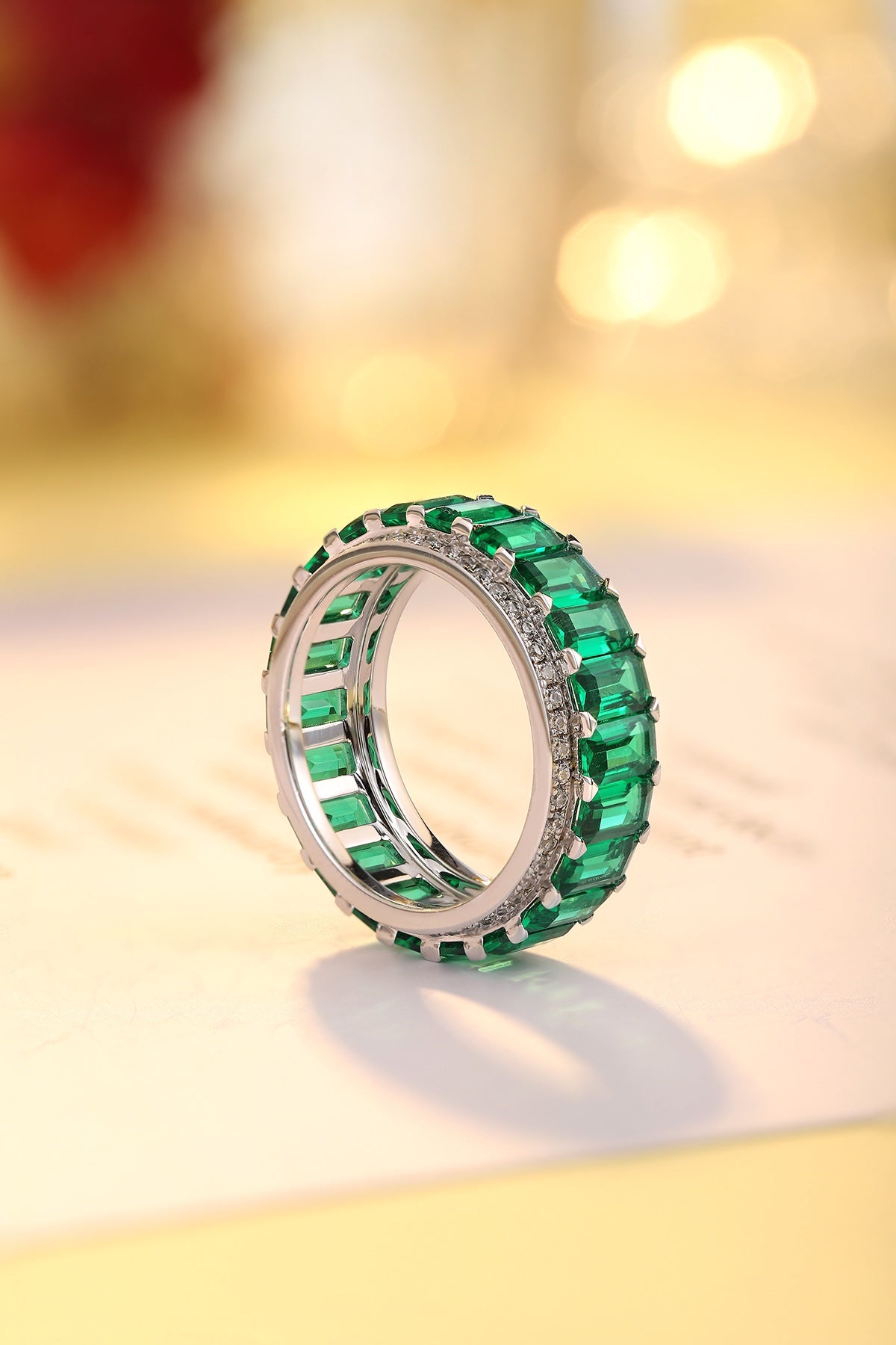 Sterling Silver Lab - Grown Emerald Ring A – PR707Y