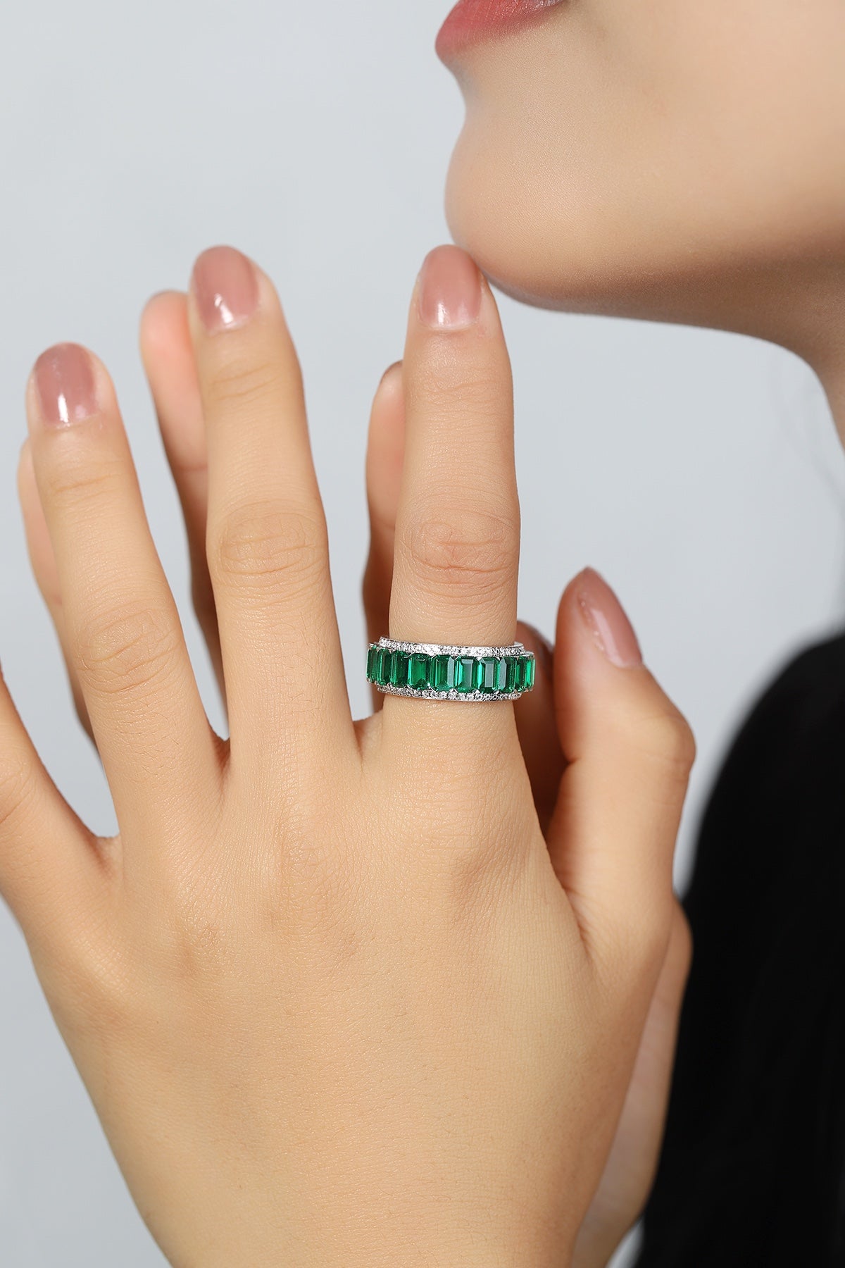 Sterling Silver Lab - Grown Emerald Ring A – PR707Y