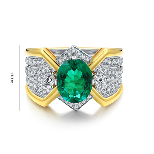 Sterling Silver Lab - Grown Emerald Men's Ring A – JSEGR938Y