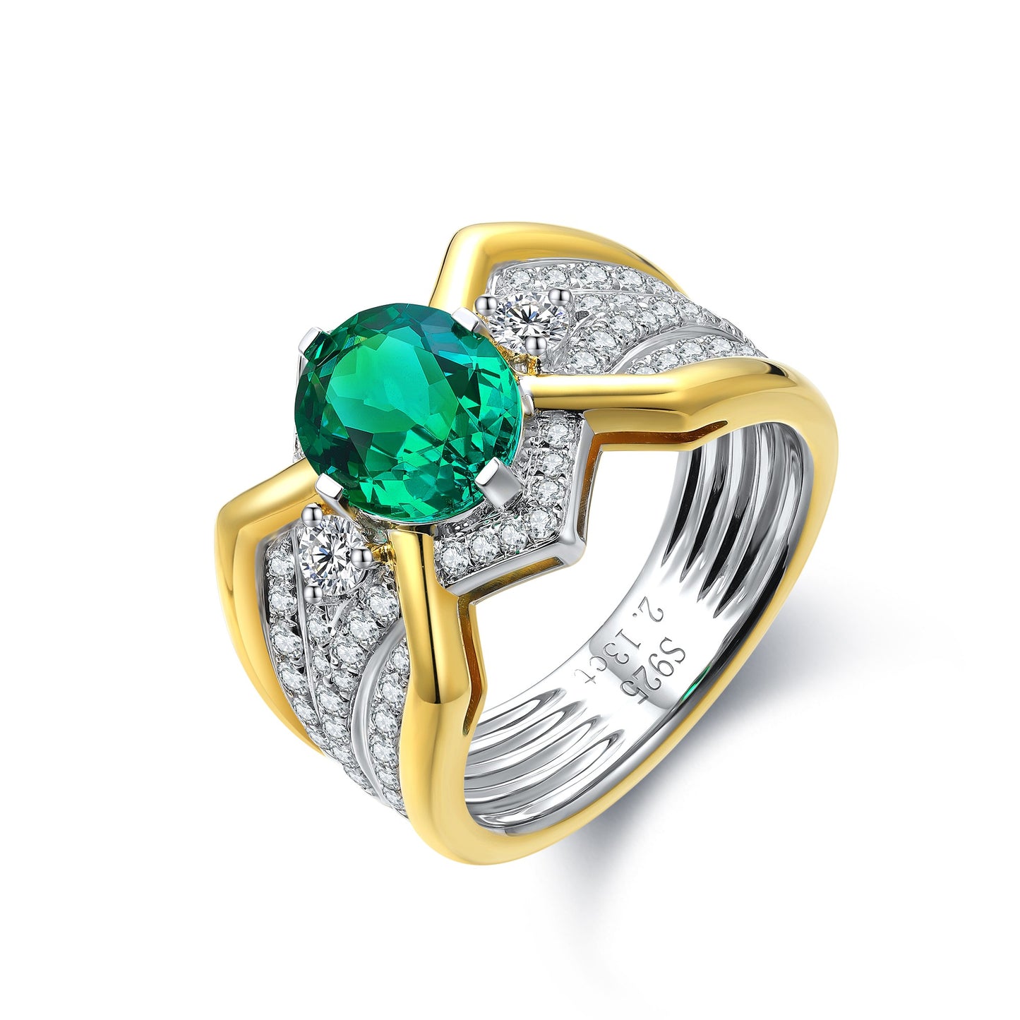 Sterling Silver Lab - Grown Emerald Men's Ring A – JSEGR938Y