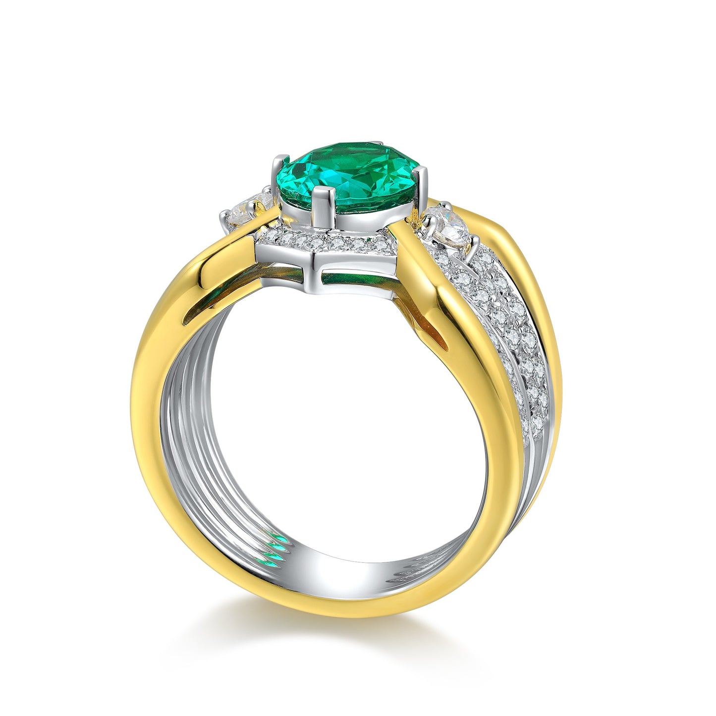 Sterling Silver Lab - Grown Emerald Men's Ring A – JSEGR938Y