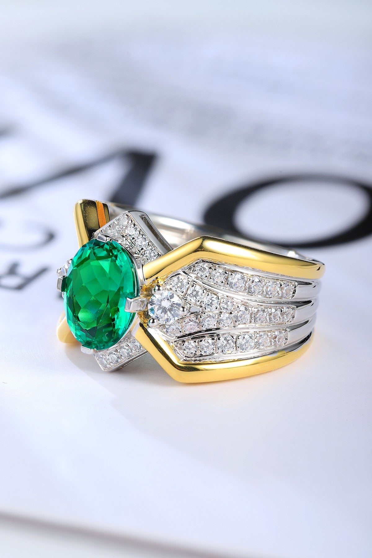 Sterling Silver Lab - Grown Emerald Men's Ring A – JSEGR938Y