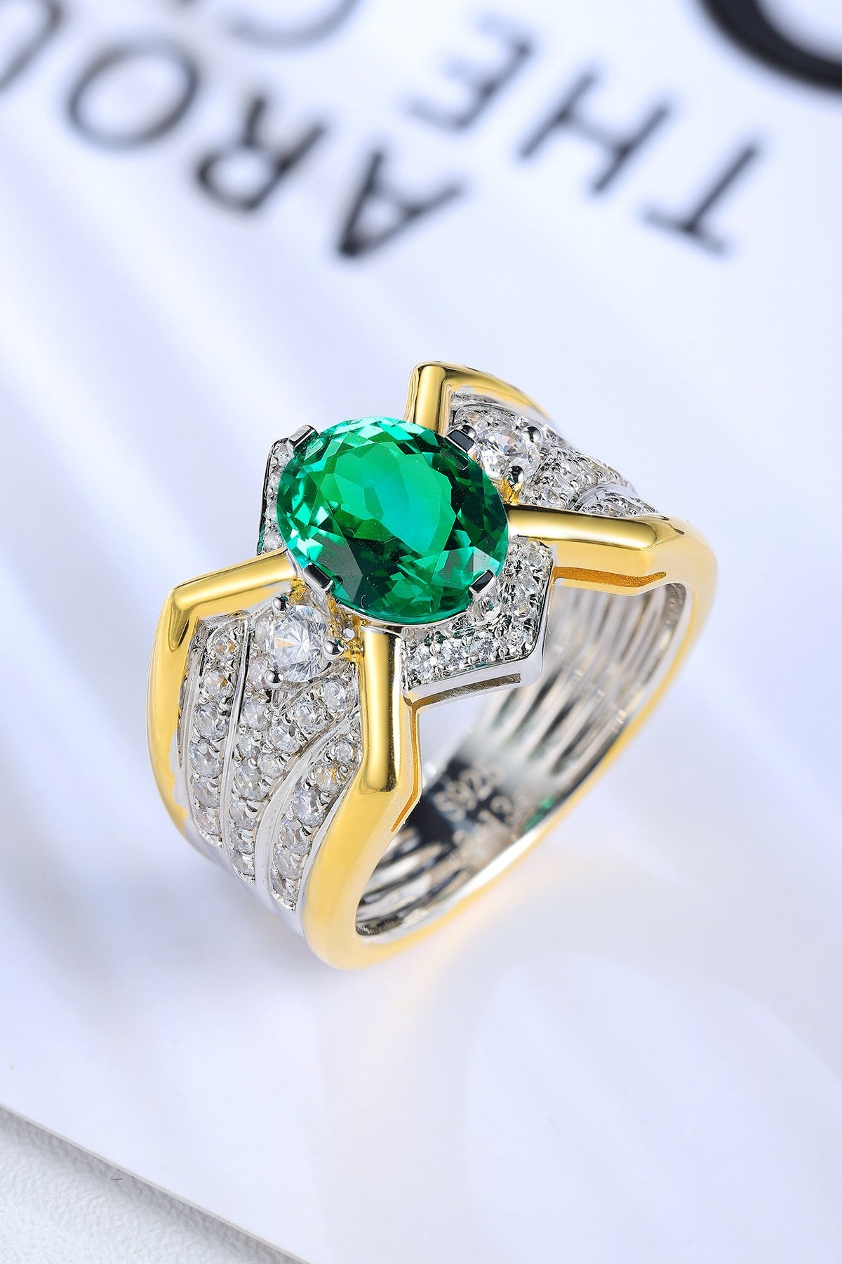 Sterling Silver Lab - Grown Emerald Men's Ring A – JSEGR938Y