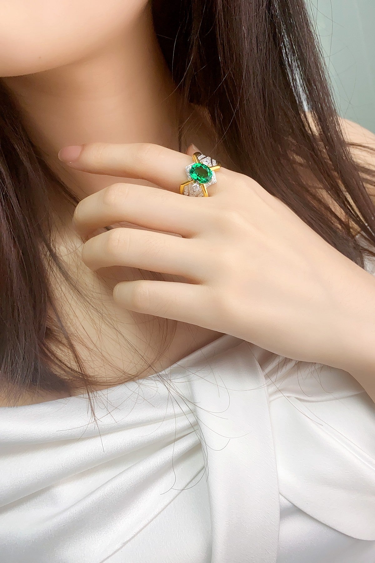 Sterling Silver Lab - Grown Emerald Men's Ring A – JSEGR938Y