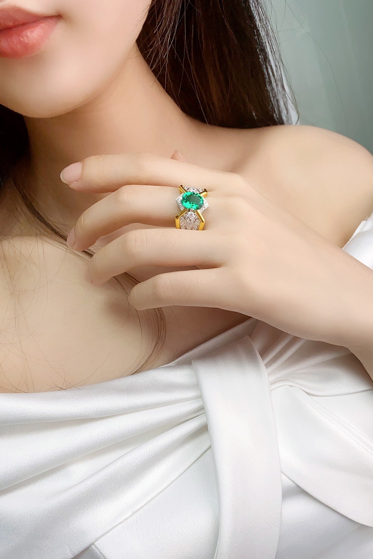 Sterling Silver Lab - Grown Emerald Men's Ring A – JSEGR938Y
