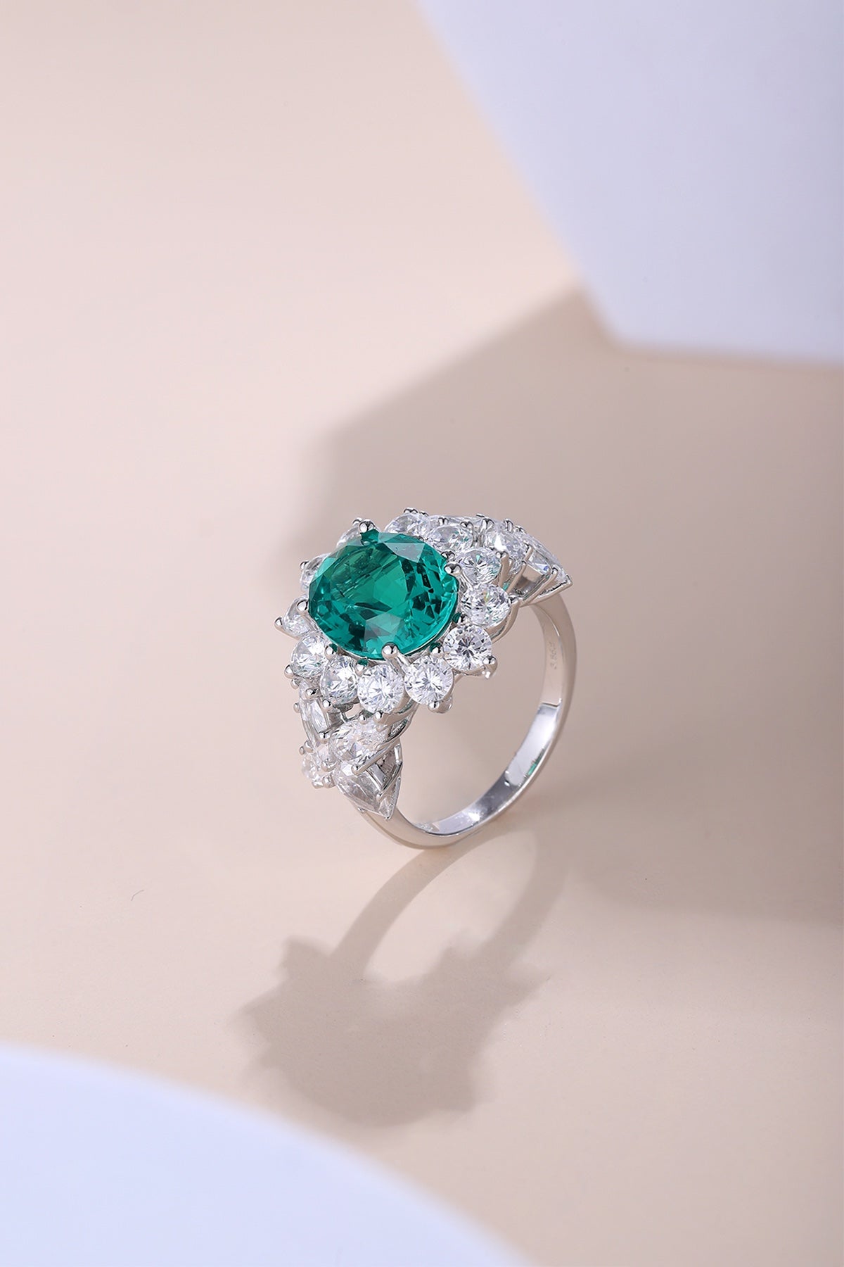 Sterling Silver Lab - Grown Emerald Ring A – JSEGR675Y