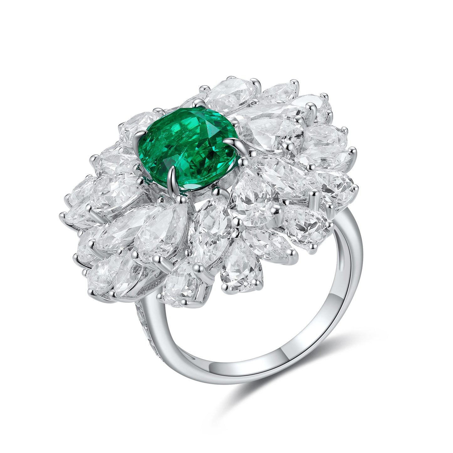 Sterling Silver Lab - Grown Emerald Ring A – JSEGR92696