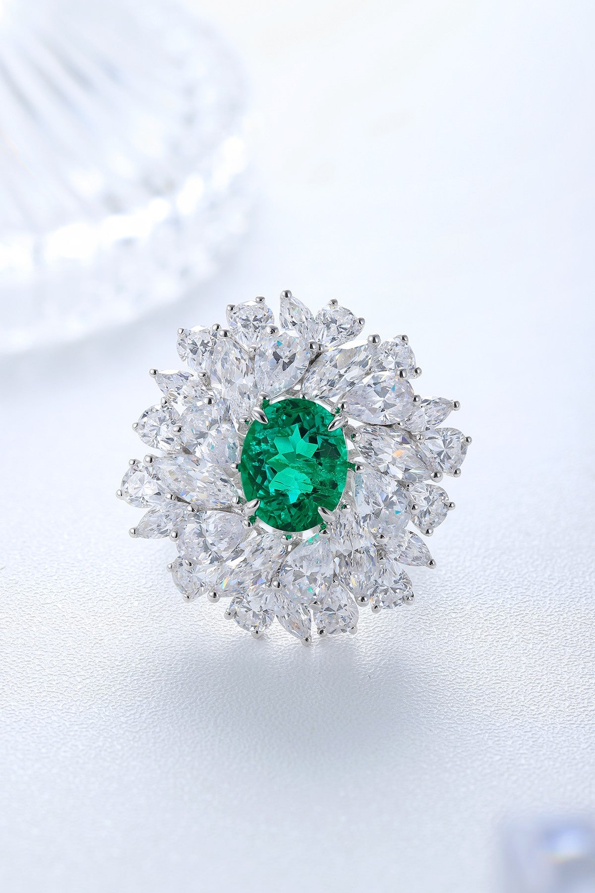 Sterling Silver Lab - Grown Emerald Ring A – JSEGR92696