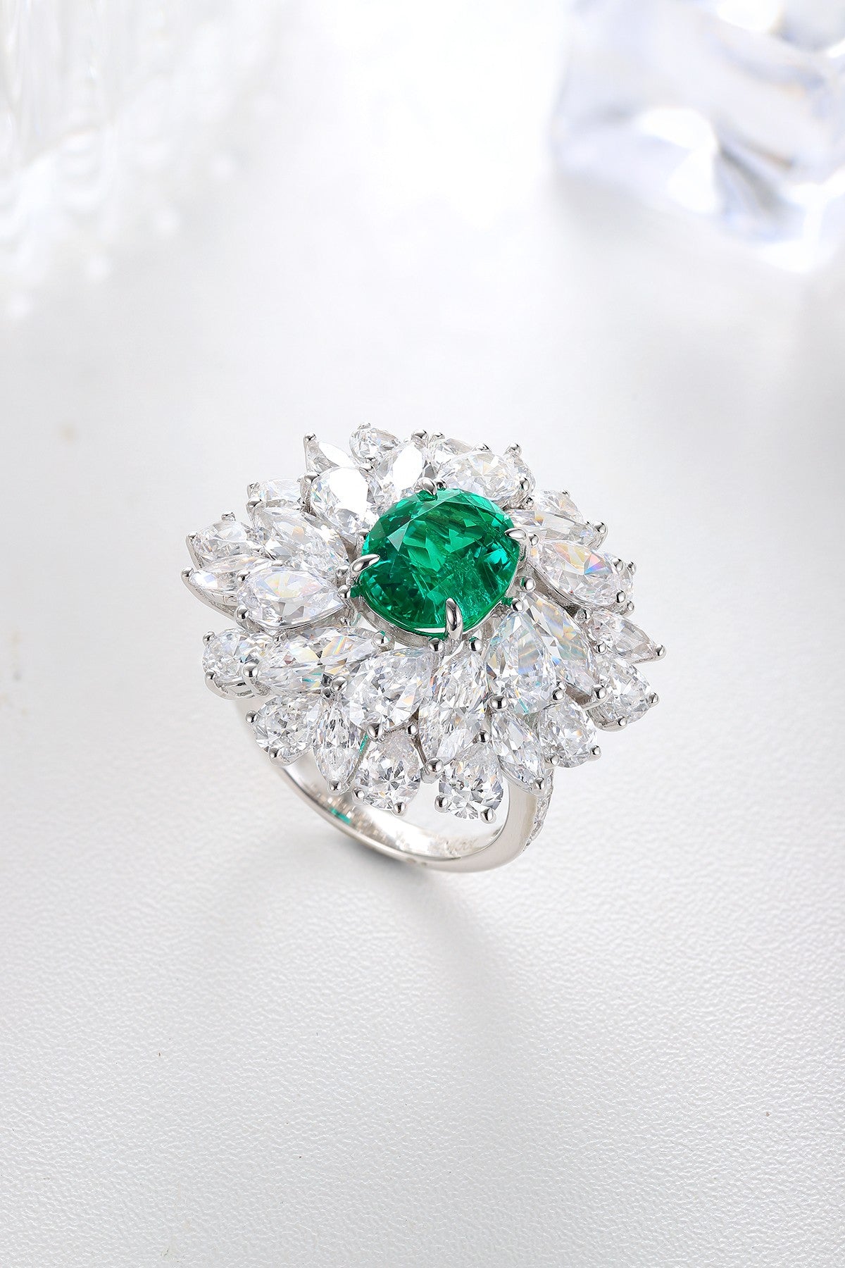 Sterling Silver Lab - Grown Emerald Ring A – JSEGR92696