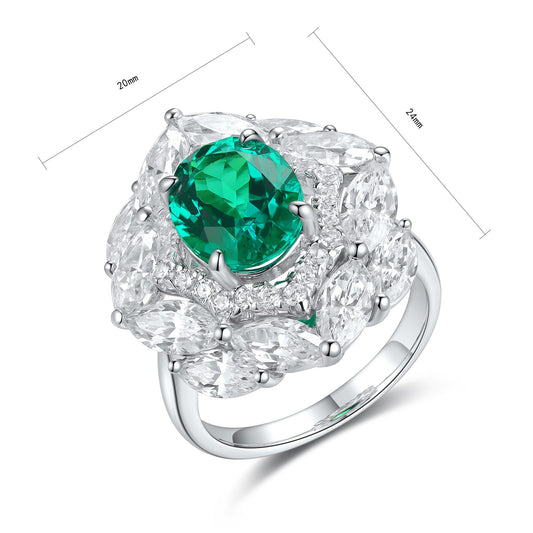 Sterling Silver Lab - Grown Emerald Ring A – JSEGR92554