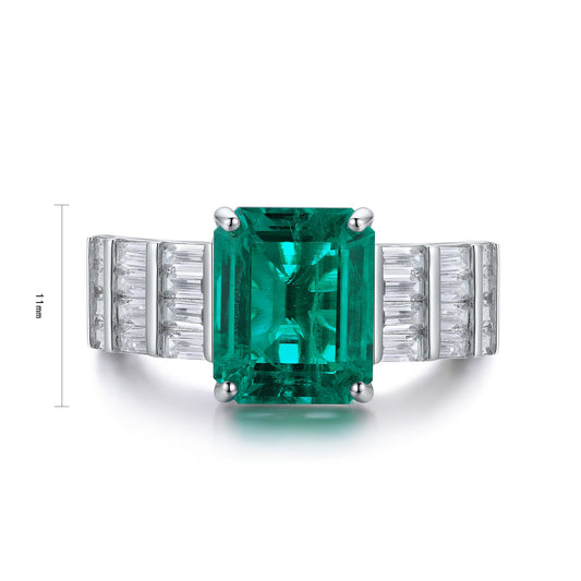 Sterling Silver Lab - Grown Emerald Ring A – JSEGR1033Y