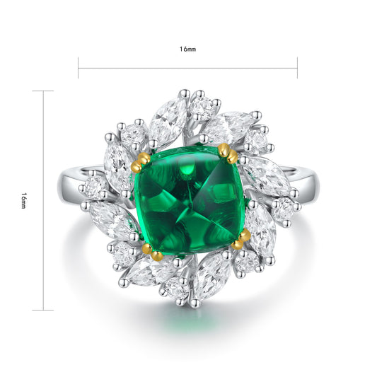 Sterling Silver Lab - Grown Emerald Ring A – JSEGR934Y