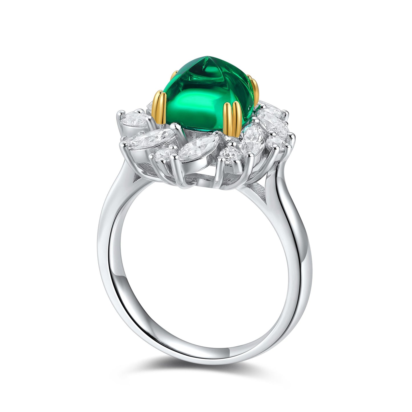 Sterling Silver Lab - Grown Emerald Ring A – JSEGR934Y