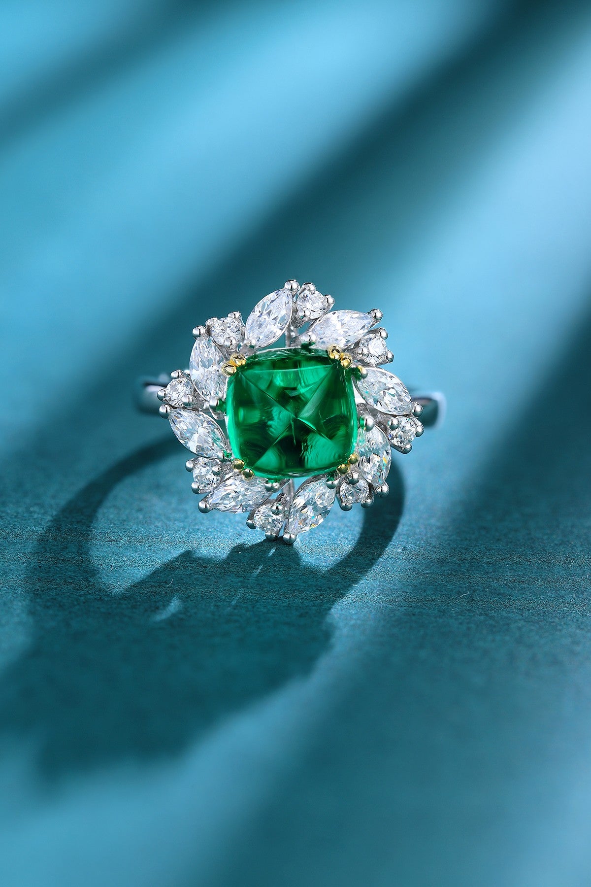 Sterling Silver Lab - Grown Emerald Ring A – JSEGR934Y