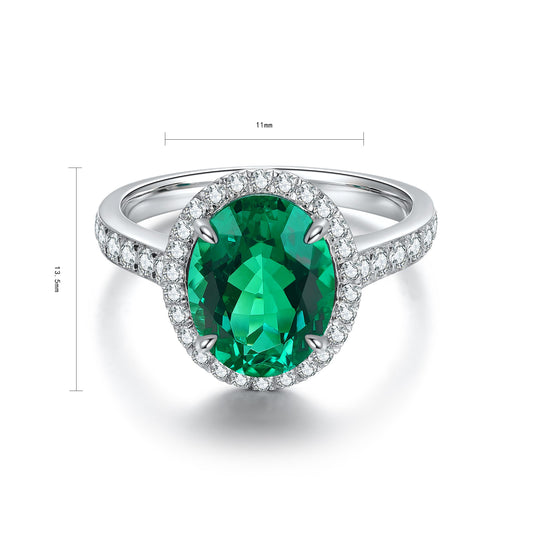 Sterling Silver Lab - Grown Emerald Ring A – JSEGR689Y