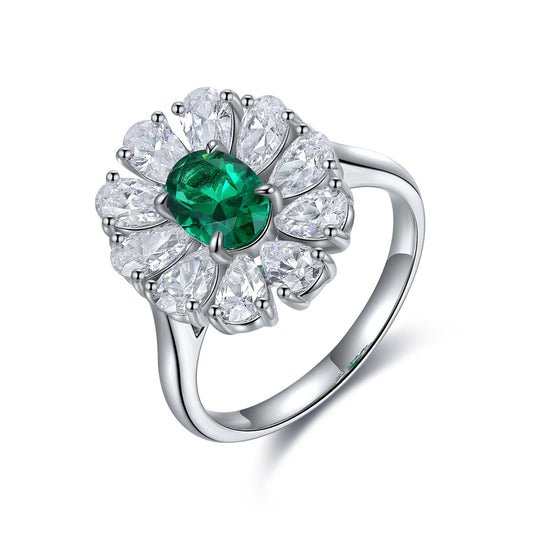 Sterling Silver Lab - Grown Emerald Ring A – JSEGR676Y