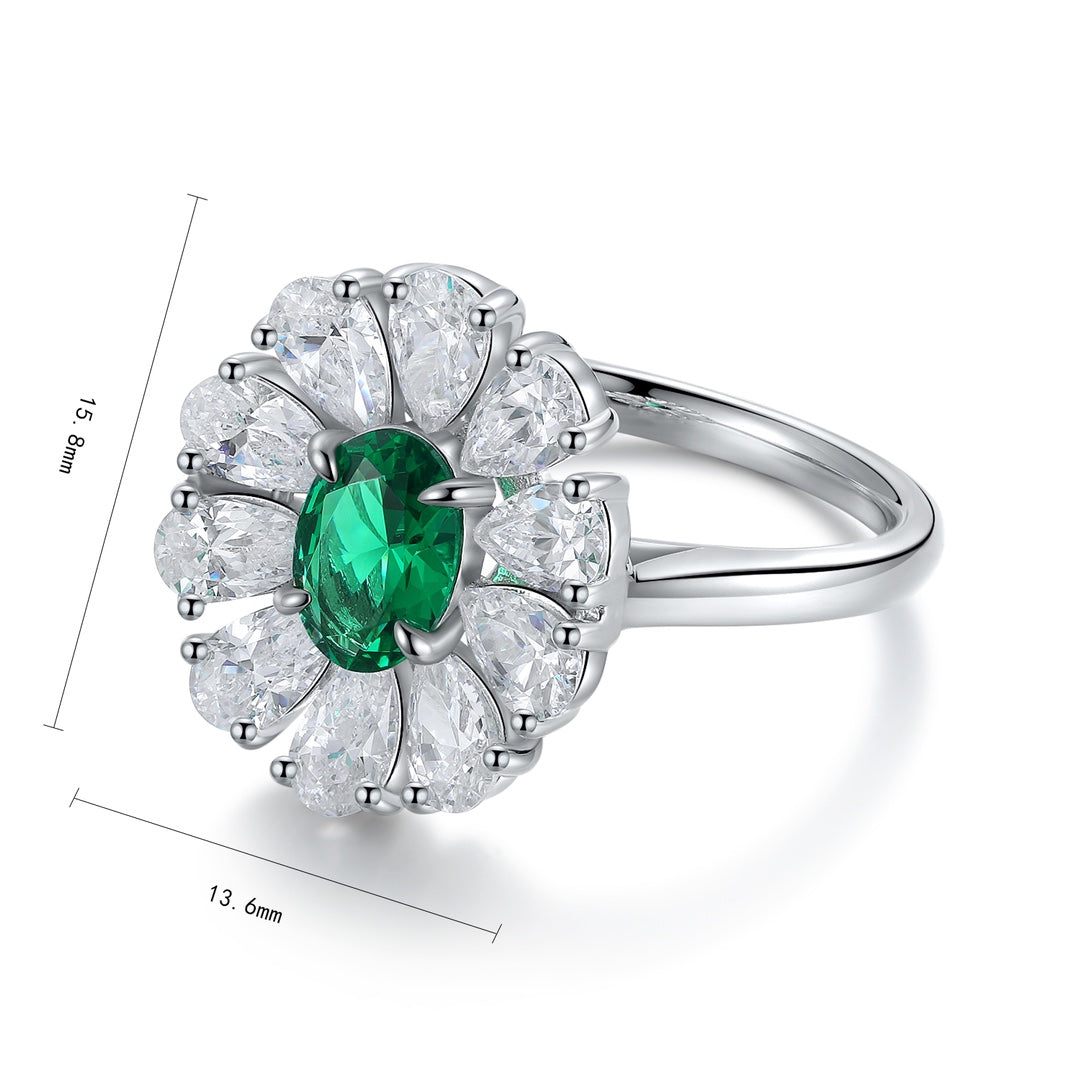 Sterling Silver Lab - Grown Emerald Ring A – JSEGR676Y