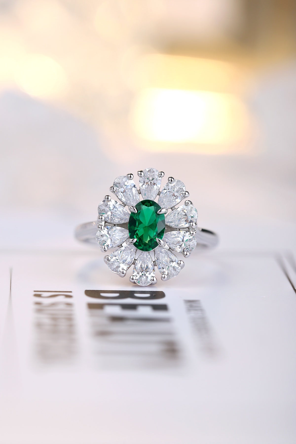Sterling Silver Lab - Grown Emerald Ring A – JSEGR676Y