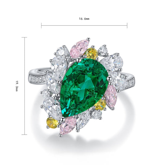 Sterling Silver Lab - Grown Emerald Ring W – JSEGR454Y