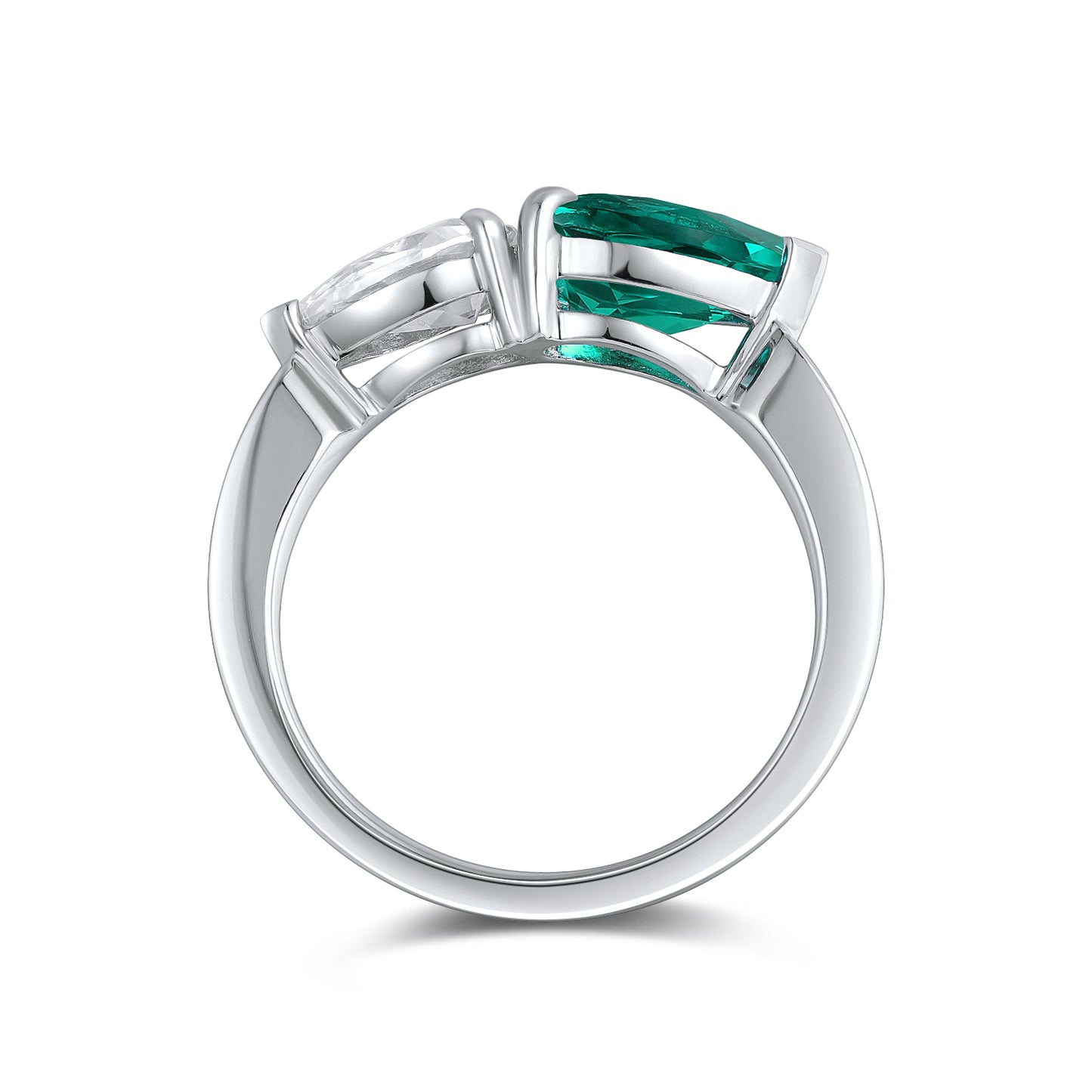 Sterling Silver Lab - Grown Emerald Ring A – JSEGR402Y