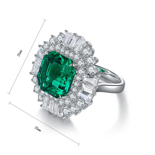 Sterling Silver Lab - Grown Emerald Ring A – JSEGR287Y