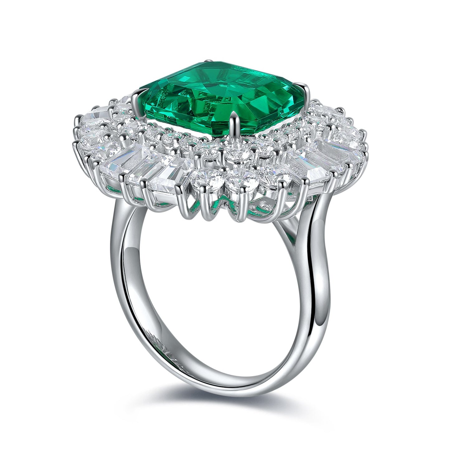 Sterling Silver Lab - Grown Emerald Ring A – JSEGR287Y