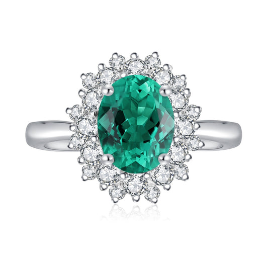 Sterling Silver Lab - Grown Emerald Ring A – JSEGR268Y