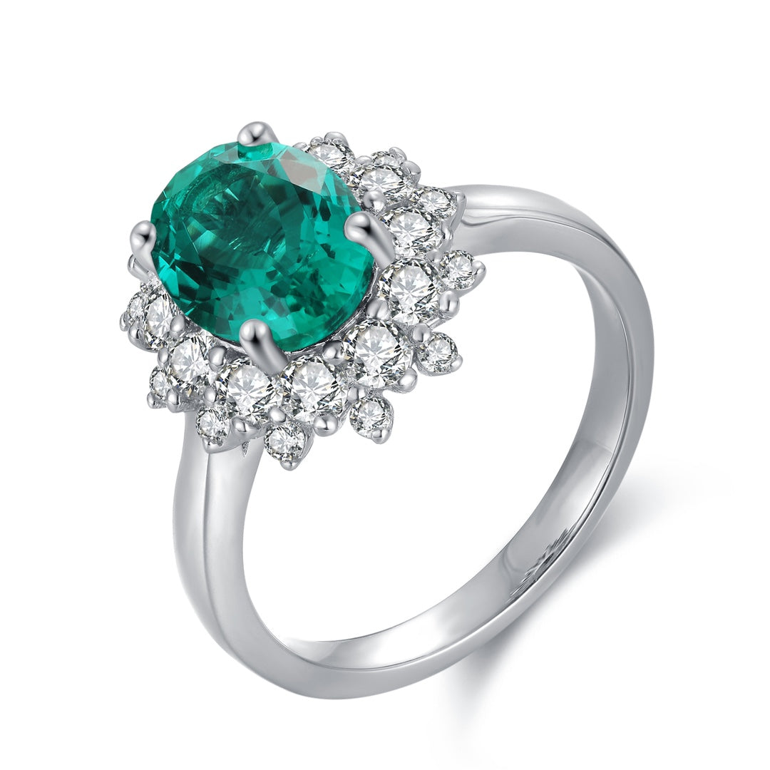 Sterling Silver Lab - Grown Emerald Ring A – JSEGR268Y